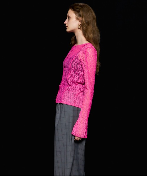 MAISON SPECIAL（メゾンスペシャル）の「Lace Tops/レーストップス（Tシャツ/カットソー・レディース・ホワイト/チャコールグレー/ブラック/ピンク/ライム・FREE）」の18枚目の写真