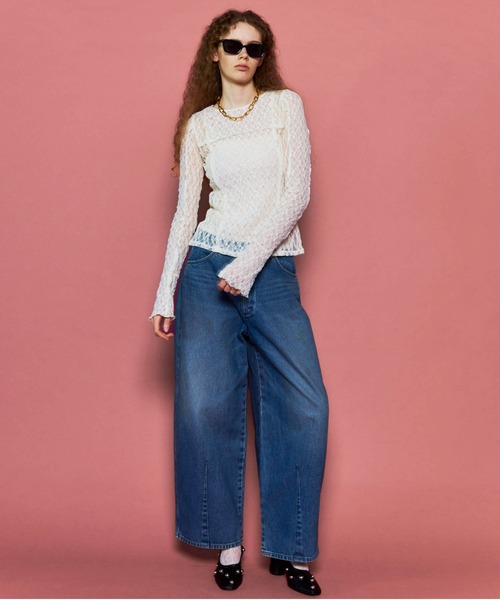 MAISON SPECIAL（メゾンスペシャル）の「Lace Tops/レーストップス（Tシャツ/カットソー・レディース・ホワイト/チャコールグレー/ブラック/ピンク/ライム・FREE）」の11枚目の写真