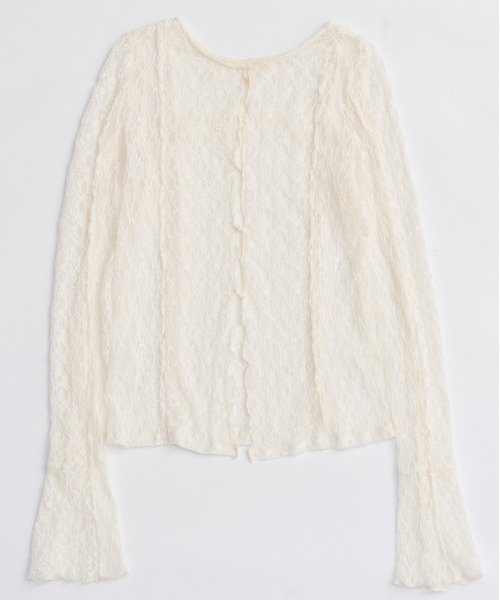 MAISON SPECIAL（メゾンスペシャル）の「Lace Tops/レーストップス（Tシャツ/カットソー・レディース・ホワイト/チャコールグレー/ブラック/ピンク/ライム・FREE）」の22枚目の写真