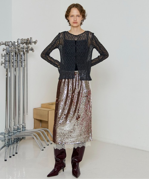 MAISON SPECIAL（メゾンスペシャル）の「Lace Tops/レーストップス（Tシャツ/カットソー・レディース・ホワイト/チャコールグレー/ブラック/ピンク/ライム・FREE）」の6枚目の写真