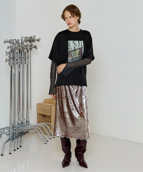 MAISON SPECIAL（メゾンスペシャル）の「Lace Tops/レーストップス（Tシャツ/カットソー・レディース・ホワイト/チャコールグレー/ブラック/ピンク/ライム・FREE）」の7枚目の写真