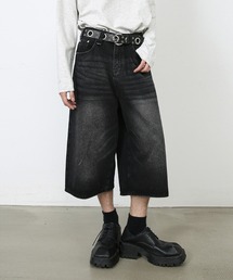 TOBEE（トゥビー）の「【TOBEE】ヴィンテージ加工 オーバーダイ デニムワイドハーフパンツ/ショートパンツ（デニムパンツ）」