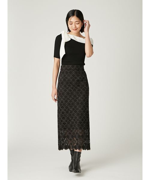 FRAY I.D(フレイアイディー)の「コードバイカラーレースタイトスカート(スカート・レディース・ブラック/ホワイト/ブラウン・0/1)」の14枚目の写真