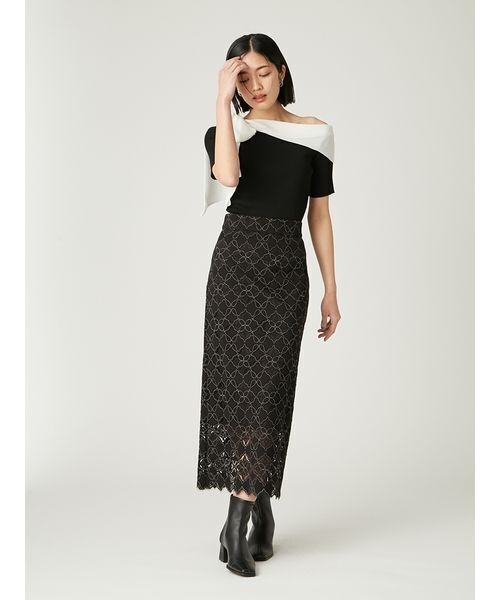 FRAY I.D(フレイアイディー)の「コードバイカラーレースタイトスカート(スカート・レディース・ブラック/ホワイト/ブラウン・0/1)」の17枚目の写真