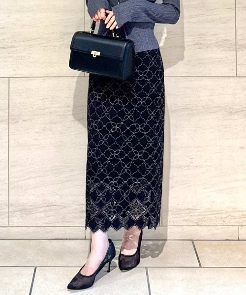 FRAY I.D(フレイアイディー)の「コードバイカラーレースタイトスカート(スカート・レディース・ブラック/ホワイト/ブラウン・0/1)」の2枚目の写真