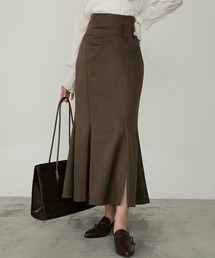 【Cherir Mignon】- Silhouette Couture -バックレースアップドレープデザインマーメイドロングスカート