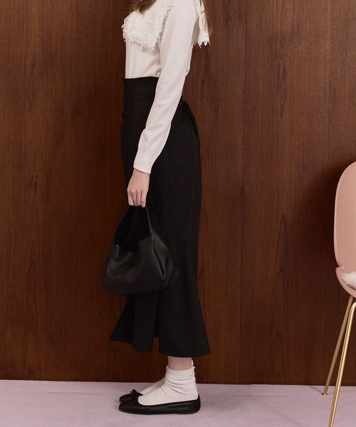 Cherir Mignon(シェリルミニョン)の「【Cherir Mignon】- Silhouette Couture -バックレースアップドレープデザインマーメイドロングスカート(スカート・レディース・チャコールグレー/ブラック/ブラウン・S/M)」の8枚目の写真