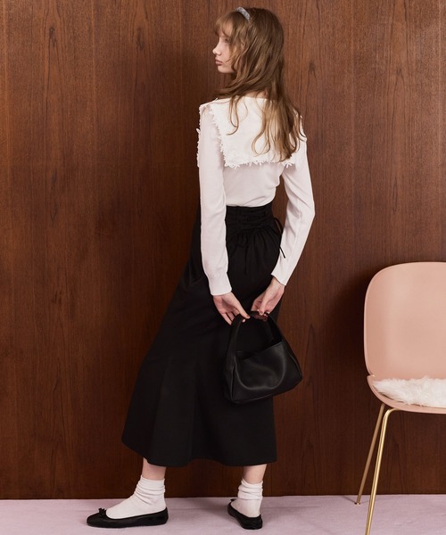 Cherir Mignon(シェリルミニョン)の「【Cherir Mignon】- Silhouette Couture -バックレースアップドレープデザインマーメイドロングスカート(スカート・レディース・チャコールグレー/ブラック/ブラウン・S/M)」の9枚目の写真