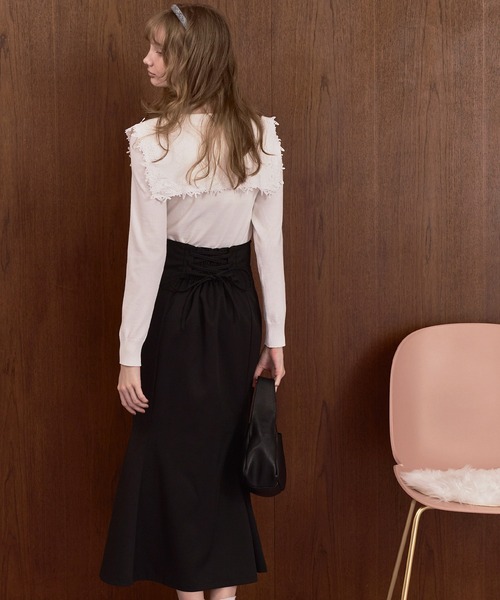 Cherir Mignon(シェリルミニョン)の「【Cherir Mignon】- Silhouette Couture -バックレースアップドレープデザインマーメイドロングスカート(スカート・レディース・チャコールグレー/ブラック/ブラウン・S/M)」の10枚目の写真