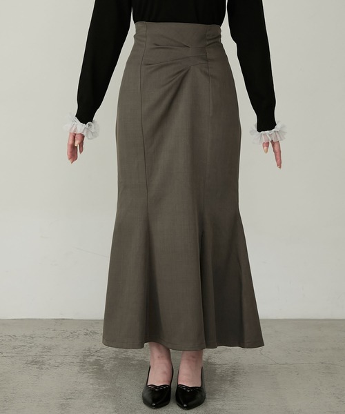 Cherir Mignon(シェリルミニョン)の「【Cherir Mignon】- Silhouette Couture -バックレースアップドレープデザインマーメイドロングスカート(スカート・レディース・チャコールグレー/ブラック/ブラウン・S/M)」の15枚目の写真