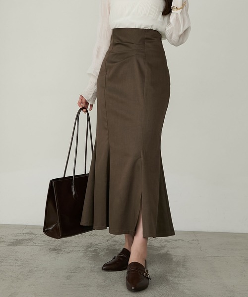 Cherir Mignon(シェリルミニョン)の「【Cherir Mignon】- Silhouette Couture -バックレースアップドレープデザインマーメイドロングスカート(スカート・レディース・チャコールグレー/ブラック/ブラウン・S/M)」の14枚目の写真