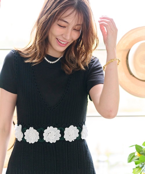 Chesty(チェスティー)の「ガーデンクロシェワンピース(ワンピース・レディース・ブラック/オフホワイト・0/1)」の1枚目の写真