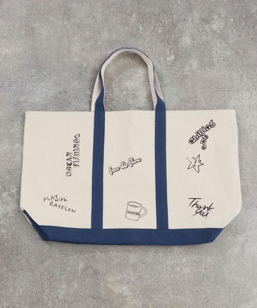 BAYFLOW（ベイフロー）の「落書きトートバッグ（トートバッグ・メンズ・ブラウン/ブルー・FREE）」の10枚目の写真