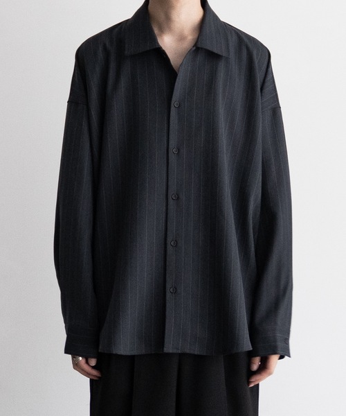 CASPER JOHN（キャスパージョン）の「Imitation wool huge shirts/イミテーションウールヒュージシャツ（シャツ/ブラウス・メンズ・ブラック系/ダークグレー/ベージュ/ホワイト/ブラック系1/ダークブラウン/ベージュ系/ブラウン系/ブラウン系1/グレイッシュベージュ/カーキ/ブラック/ブラック系2/グレー/チャコールグレー/グレー系その他/ブラック系3/ナチュラル/ネイビー系/グレー系その他3/グレー系その他2・X-SMALL/SMALL/MEDIUM/LARGE）」の6枚目の写真