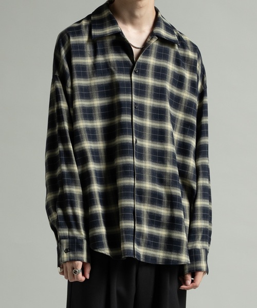 CASPER JOHN（キャスパージョン）の「Imitation wool huge shirts/イミテーションウールヒュージシャツ（シャツ/ブラウス・メンズ・ブラック系/ダークグレー/ベージュ/ホワイト/ブラック系1/ダークブラウン/ベージュ系/ブラウン系/ブラウン系1/グレイッシュベージュ/カーキ/ブラック/ブラック系2/グレー/チャコールグレー/グレー系その他/ブラック系3/ナチュラル/ネイビー系/グレー系その他3/グレー系その他2・X-SMALL/SMALL/MEDIUM/LARGE）」の7枚目の写真