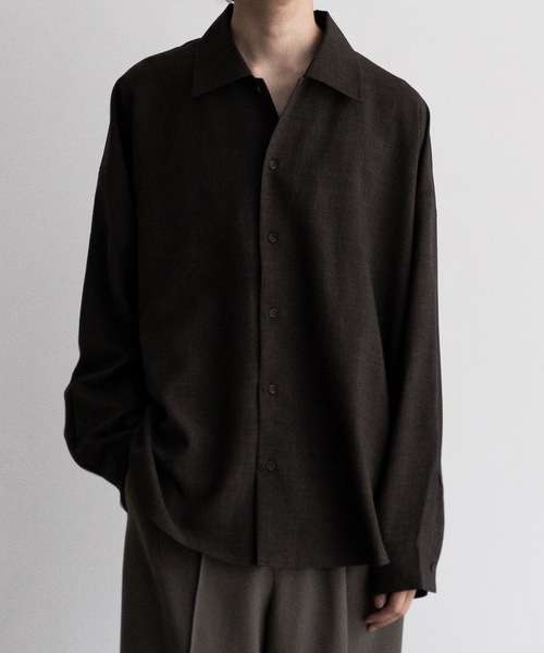 CASPER JOHN（キャスパージョン）の「Imitation wool huge shirts/イミテーションウールヒュージシャツ（シャツ/ブラウス・メンズ・ブラック系/ダークグレー/ベージュ/ホワイト/ブラック系1/ダークブラウン/ベージュ系/ブラウン系/ブラウン系1/グレイッシュベージュ/カーキ/ブラック/ブラック系2/グレー/チャコールグレー/グレー系その他/ブラック系3/ナチュラル/ネイビー系/グレー系その他3/グレー系その他2・X-SMALL/SMALL/MEDIUM/LARGE）」の13枚目の写真
