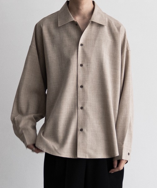 CASPER JOHN（キャスパージョン）の「Imitation wool huge shirts/イミテーションウールヒュージシャツ（シャツ/ブラウス・メンズ・ブラック系/ダークグレー/ベージュ/ホワイト/ブラック系1/ダークブラウン/ベージュ系/ブラウン系/ブラウン系1/グレイッシュベージュ/カーキ/ブラック/ブラック系2/グレー/チャコールグレー/グレー系その他/ブラック系3/ナチュラル/ネイビー系/グレー系その他3/グレー系その他2・X-SMALL/SMALL/MEDIUM/LARGE）」の16枚目の写真