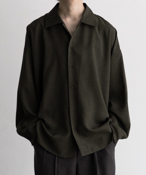 CASPER JOHN（キャスパージョン）の「Imitation wool huge shirts/イミテーションウールヒュージシャツ（シャツ/ブラウス・メンズ・ブラック系/ダークグレー/ベージュ/ホワイト/ブラック系1/ダークブラウン/ベージュ系/ブラウン系/ブラウン系1/グレイッシュベージュ/カーキ/ブラック/ブラック系2/グレー/チャコールグレー/グレー系その他/ブラック系3/ナチュラル/ネイビー系/グレー系その他3/グレー系その他2・X-SMALL/SMALL/MEDIUM/LARGE）」の20枚目の写真