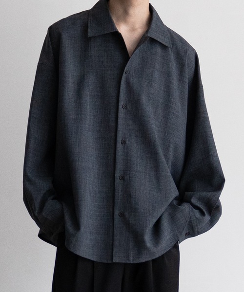 CASPER JOHN（キャスパージョン）の「Imitation wool huge shirts/イミテーションウールヒュージシャツ（シャツ/ブラウス・メンズ・ブラック系/ダークグレー/ベージュ/ホワイト/ブラック系1/ダークブラウン/ベージュ系/ブラウン系/ブラウン系1/グレイッシュベージュ/カーキ/ブラック/ブラック系2/グレー/チャコールグレー/グレー系その他/ブラック系3/ナチュラル/ネイビー系/グレー系その他3/グレー系その他2・X-SMALL/SMALL/MEDIUM/LARGE）」の9枚目の写真