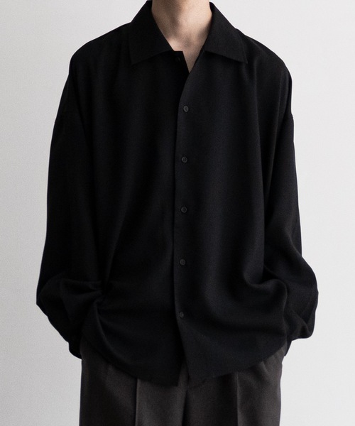CASPER JOHN（キャスパージョン）の「Imitation wool huge shirts/イミテーションウールヒュージシャツ（シャツ/ブラウス・メンズ・ブラック系/ダークグレー/ベージュ/ホワイト/ブラック系1/ダークブラウン/ベージュ系/ブラウン系/ブラウン系1/グレイッシュベージュ/カーキ/ブラック/ブラック系2/グレー/チャコールグレー/グレー系その他/ブラック系3/ナチュラル/ネイビー系/グレー系その他3/グレー系その他2・X-SMALL/SMALL/MEDIUM/LARGE）」の3枚目の写真