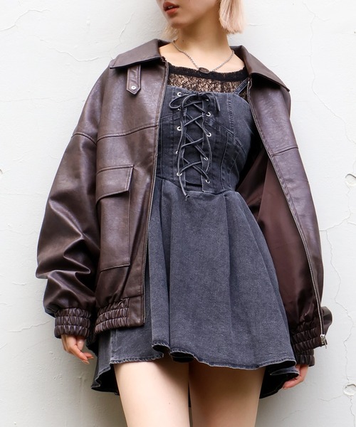 SpRay（スプレイ）の「デニムレースアップフレアキャミワンピース（ワンピース・レディース・ブラック/ブルー系その他2/ブルー・MEDIUM）」の22枚目の写真