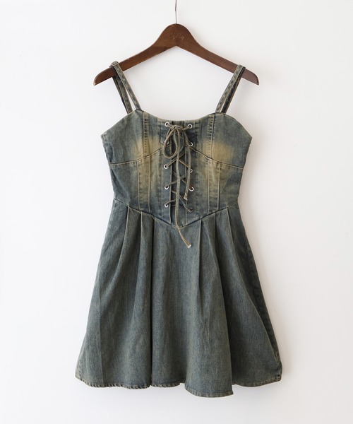 SpRay（スプレイ）の「デニムレースアップフレアキャミワンピース（ワンピース・レディース・ブラック/ブルー系その他2/ブルー・MEDIUM）」の16枚目の写真