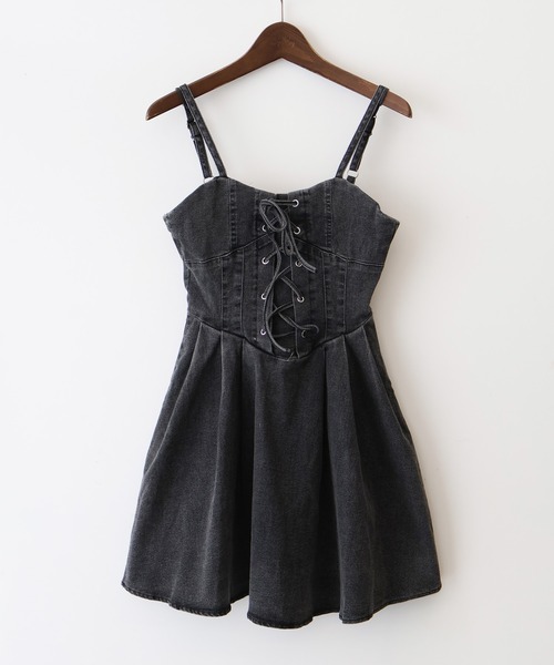 SpRay（スプレイ）の「デニムレースアップフレアキャミワンピース（ワンピース・レディース・ブラック/ブルー系その他2/ブルー・MEDIUM）」の17枚目の写真