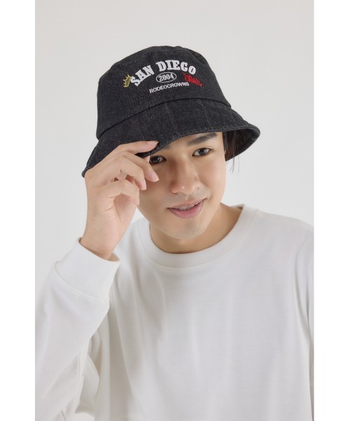 RODEO CROWNS WIDE BOWL（ロデオクラウンズワイドボウル）の「デニムロゴバケットハット（ハット・メンズ・ブルー/ブラック/グレー・FREE）」の8枚目の写真
