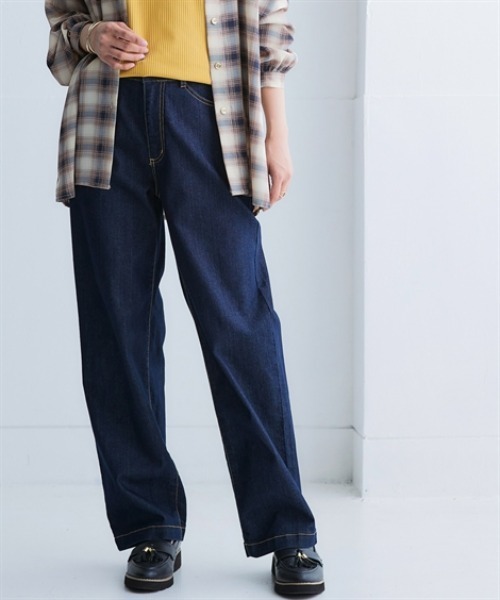 nissen(ニッセン)の「【選べる2レングス】ゆるフィットワイドデニムパンツ(股下68cm・73cm)(デニムパンツ・レディース・ブルー/ライトブルー/ネイビー・S2/3L1/LL1/L1/M1/S1/3L2/LL2/L2/M2)」の1枚目の写真