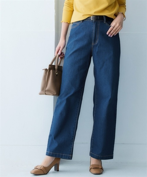 nissen(ニッセン)の「【選べる2レングス】ゆるフィットワイドデニムパンツ(股下68cm・73cm)(デニムパンツ・レディース・ブルー/ライトブルー/ネイビー・S2/3L1/LL1/L1/M1/S1/3L2/LL2/L2/M2)」の3枚目の写真