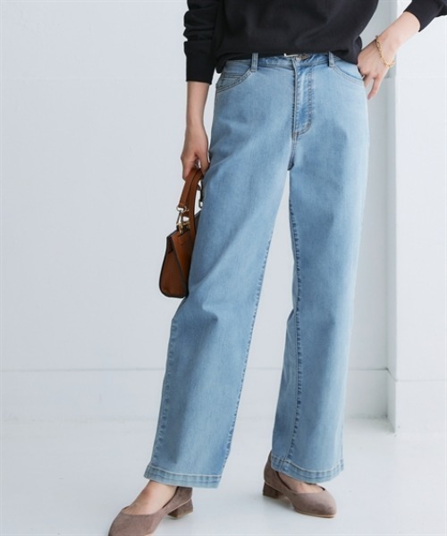 nissen(ニッセン)の「【選べる2レングス】ゆるフィットワイドデニムパンツ(股下68cm・73cm)(デニムパンツ・レディース・ブルー/ライトブルー/ネイビー・S2/3L1/LL1/L1/M1/S1/3L2/LL2/L2/M2)」の2枚目の写真