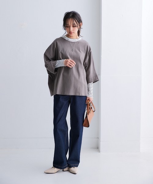 nissen(ニッセン)の「【選べる2レングス】ゆるフィットワイドデニムパンツ(股下68cm・73cm)(デニムパンツ・レディース・ブルー/ライトブルー/ネイビー・S2/3L1/LL1/L1/M1/S1/3L2/LL2/L2/M2)」の9枚目の写真