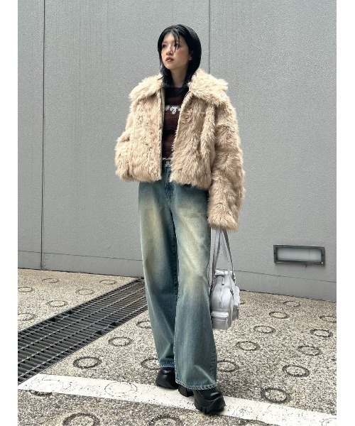WEB限定】BIG COLLAR FUR S/COAT ビッグカラー ファー ショート