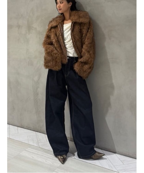 SLY ファーコート　ショートコート WEB限定】BIG COLLAR FUR S/COAT ビッグカラー ファー ショートコート