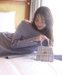 ショルダーバッグ（ホワイト/白色系・ツイード）ファッション通販