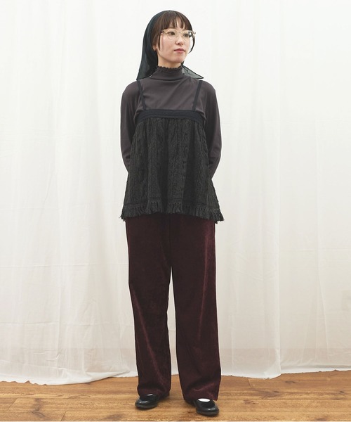 fig Ｌondon（フィグロンドン）の「GENTLE corl pants（その他パンツ・レディース・ボルドー/ネイビー・FREE）」の10枚目の写真