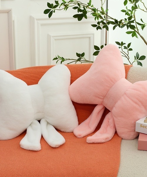 SHEPP（シープ）の「ふわふわリボンクッション（クッション/クッションカバー・レディース・ブラック/ホワイト/ピンク・F）」の5枚目の写真