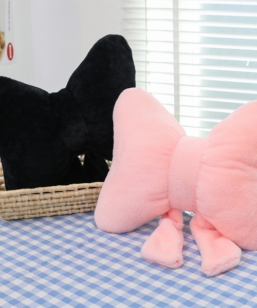 SHEPP（シープ）の「ふわふわリボンクッション（クッション/クッションカバー・レディース・ブラック/ホワイト/ピンク・F）」の7枚目の写真