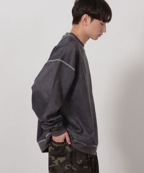 LAKOLE（ラコレ）の「※ステッチスエードプルオーバー / 587074（スウェット・メンズ・ライトグレー/チャコール/ブルー・MEDIUM/LARGE/X-LARGE）」の6枚目の写真