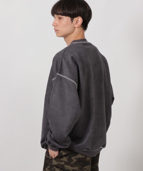 LAKOLE（ラコレ）の「※ステッチスエードプルオーバー / 587074（スウェット・メンズ・ライトグレー/チャコール/ブルー・MEDIUM/LARGE/X-LARGE）」の7枚目の写真