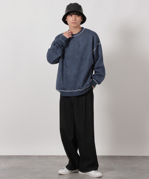 LAKOLE（ラコレ）の「※ステッチスエードプルオーバー / 587074（スウェット・メンズ・ライトグレー/チャコール/ブルー・MEDIUM/LARGE/X-LARGE）」の8枚目の写真