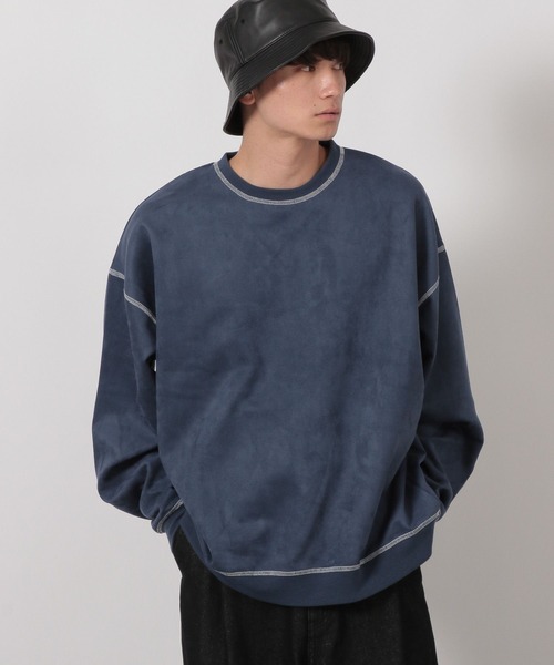 LAKOLE（ラコレ）の「※ステッチスエードプルオーバー / 587074（スウェット・メンズ・ライトグレー/チャコール/ブルー・MEDIUM/LARGE/X-LARGE）」の9枚目の写真