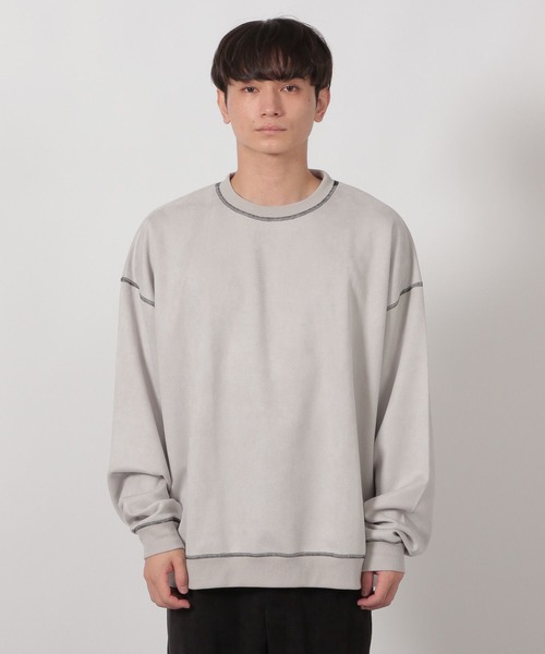 LAKOLE（ラコレ）の「※ステッチスエードプルオーバー / 587074（スウェット・メンズ・ライトグレー/チャコール/ブルー・MEDIUM/LARGE/X-LARGE）」の13枚目の写真