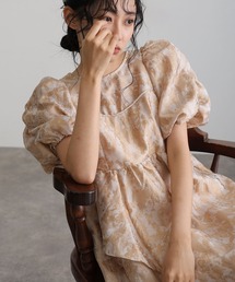 atlo（アトロ）の「ロング&袖ありフォーマルバブルスリーブジャガードドレスお呼ばれ結婚式二次会パーティードレスオケージョンドレス同窓会成人式 謝恩会 20代 30代（ドレス）」