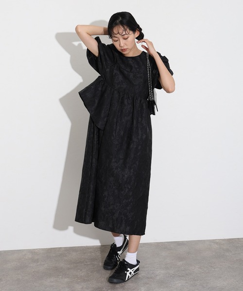 atlo(アトロ)の「ロング&袖あり フォーマル バブルスリーブジャガードドレス お呼ばれ 結婚式 二次会 パーティー ドレス オケージョンドレス 同窓会 成人式 謝恩会 20代 30代(ドレス・レディース・ブラック/グレー/ピンク/ライトグレー/ベージュ/ミント/アイボリー/ブラック×ホワイト/ブラウン・M/S/MT/L/LT)」の21枚目の写真