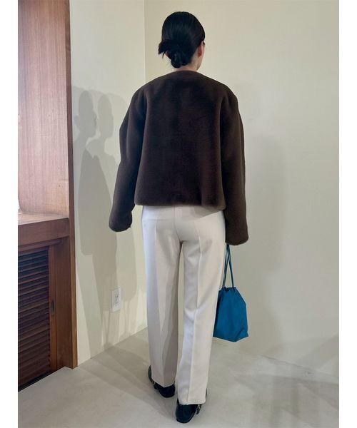 未使用 タグあり 雑誌掲載　Mila Owen ノーカラージャケット 金釦クロップドファージャケット（ノーカラージャケット）｜Mila