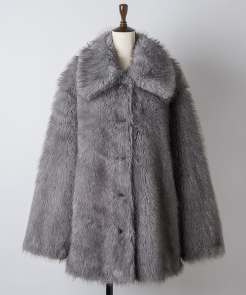 ジャケット・アウター thinkto big collar fur middle coat beige thinkto】ビッグカラーファーミドルコート（その他アウター）｜thinkto