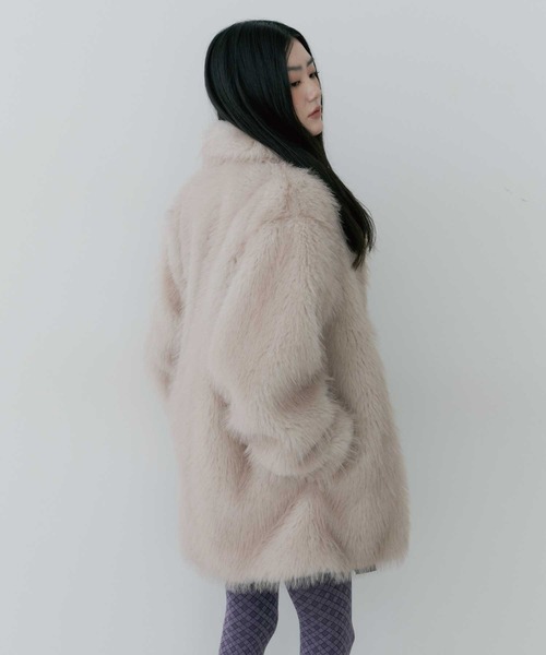 ジャケット・アウター thinkto big collar fur middle coat beige thinkto】ビッグカラーファーミドルコート（その他アウター）｜thinkto