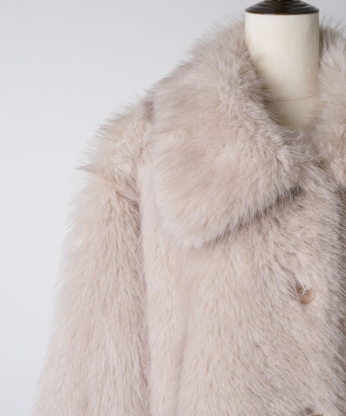 ジャケット・アウター thinkto big collar fur middle coat beige thinkto】ビッグカラーファーミドルコート（その他アウター）｜thinkto