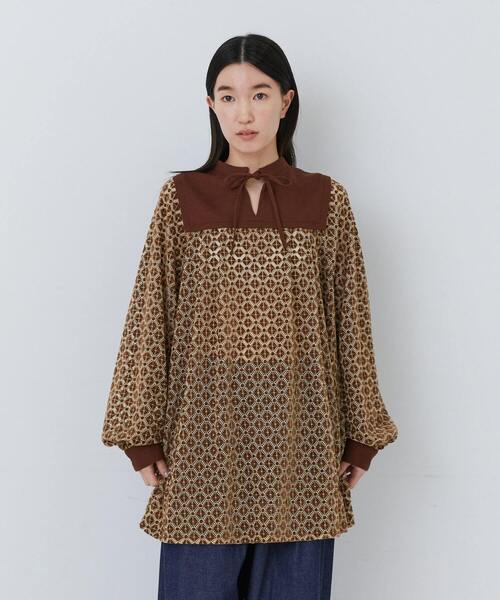 conges payes ADIEU TRISTESSE(コンジェ ペイエ アデュートリステス)の「モールレース刺繍チュニック(チュニック・レディース・ブラウン/ブラック・38)」の7枚目の写真